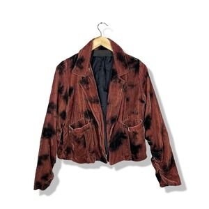 Leyendecker Velvet Burnout Silk Blazer Jacket Womens 0 Brown Designer Grunge